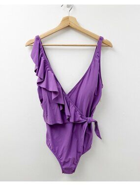 Profile By Gottex Tutti Frutti V Neck Ruffle Surplice Swimsuit Women's  14 NWT